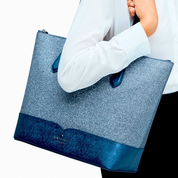 kate spade Bags New Kate Spade Lola Glitter Large Tote Bag Blue